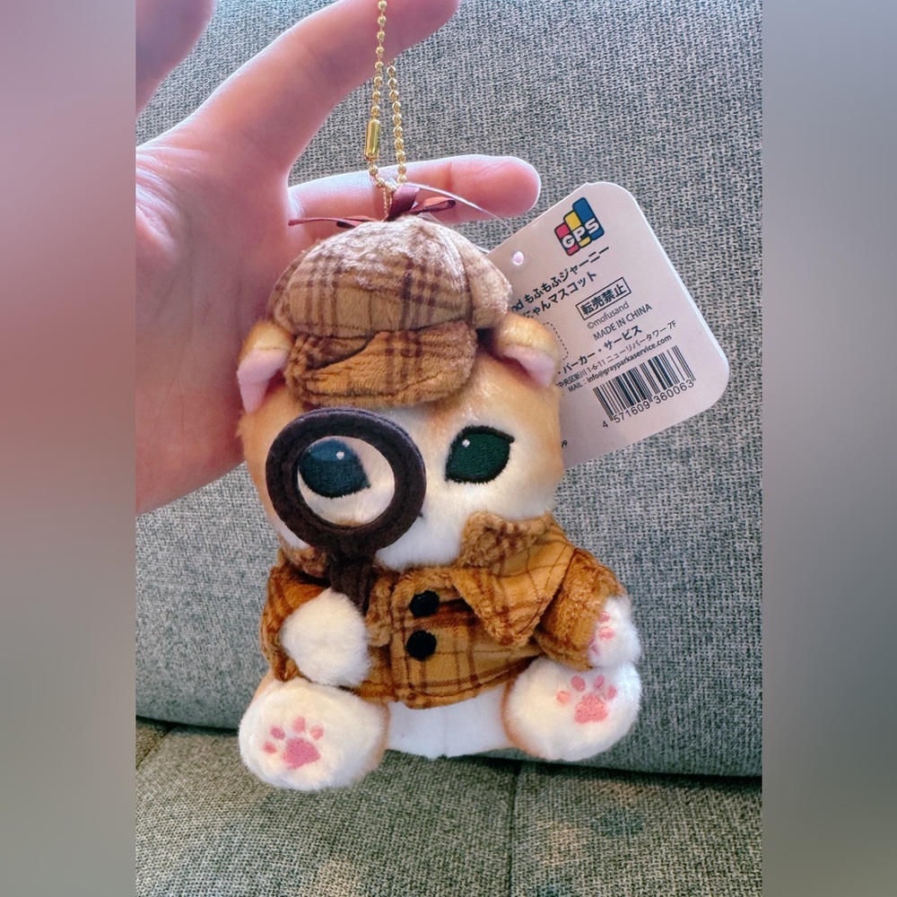 Mofusand Travel the world edition Sherlock Holmes plush keychain - Picture 5 of 8